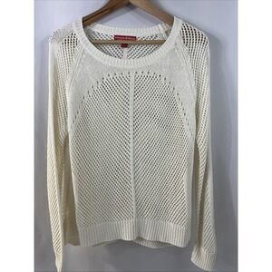 Krimson Klover Open‎ Weave Preppy Cream Sweater Size Medium